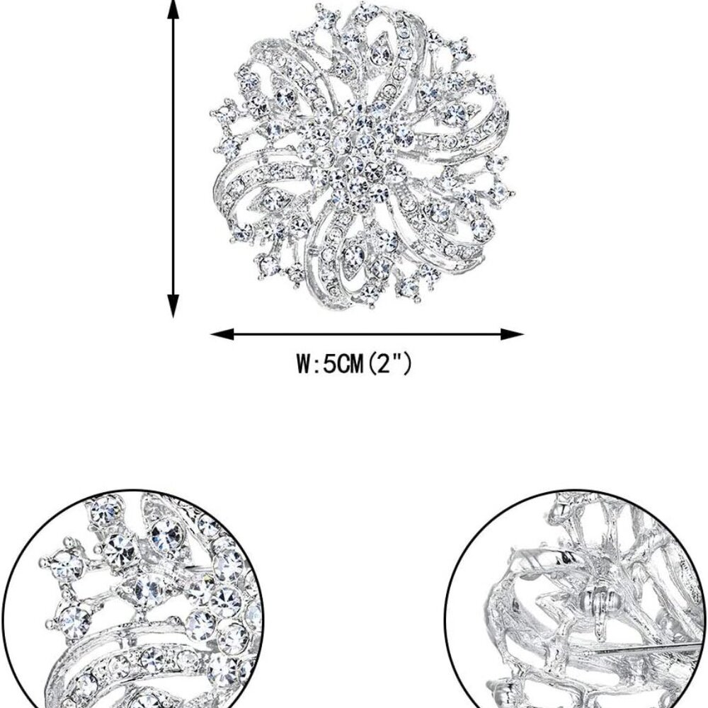 Austrian Crystal Vintage Inspired Bridal Flower Brooch Corsage - Picture 3 of 6